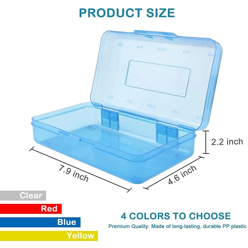 Plastic Translucent Pencil Box For Kids,Capacity Pencil Cases With Snap Tight Lid,Organizer For Pens Pencils