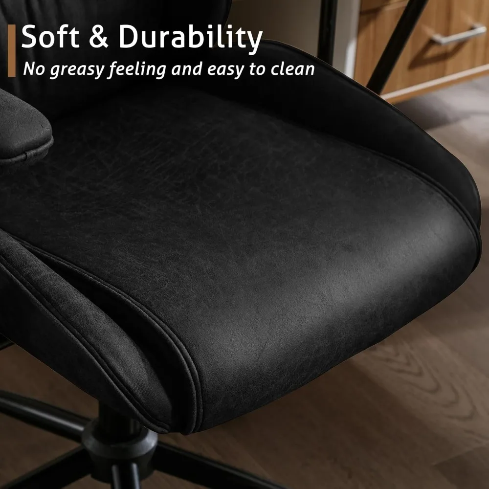 High Back Office Desk Chair,Ergonomic Reclining Office Chair,Modern Swivel Computer Chair,Conference Room Chairs,Black Leather C