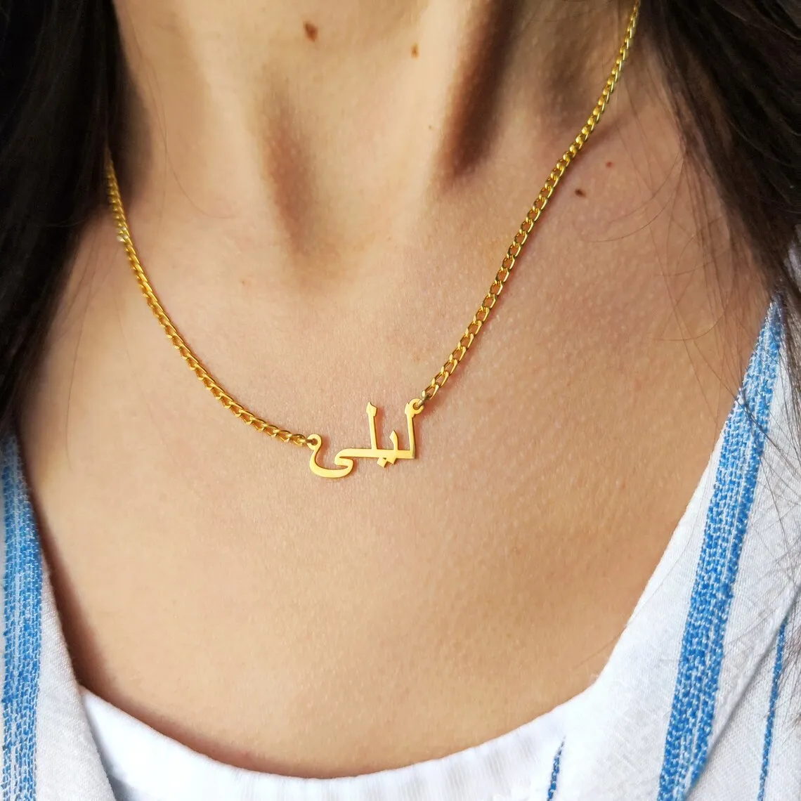 Custom Cuban Chain Arabic Name Necklace Women Girl Jewelry Stainless Steel Farsi Nameplate Pendant Necklace Best Gifts For Her