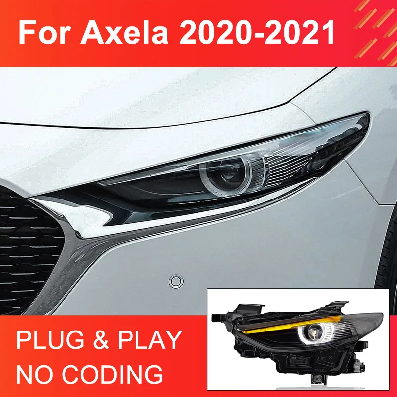 1 Pair LED Headlight Assembly for Mazda Axela 2020 2021 Headlights Plug and Play with Full LED DRL Turning Front Head Lamps