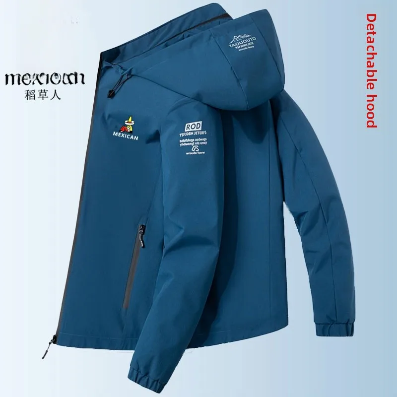 

Свободный крой, мужская повседневная рабочая одежда с капюшоном на подкладке, весна-осень, новая модель, мексиканский рисовый полевой рабочий джет