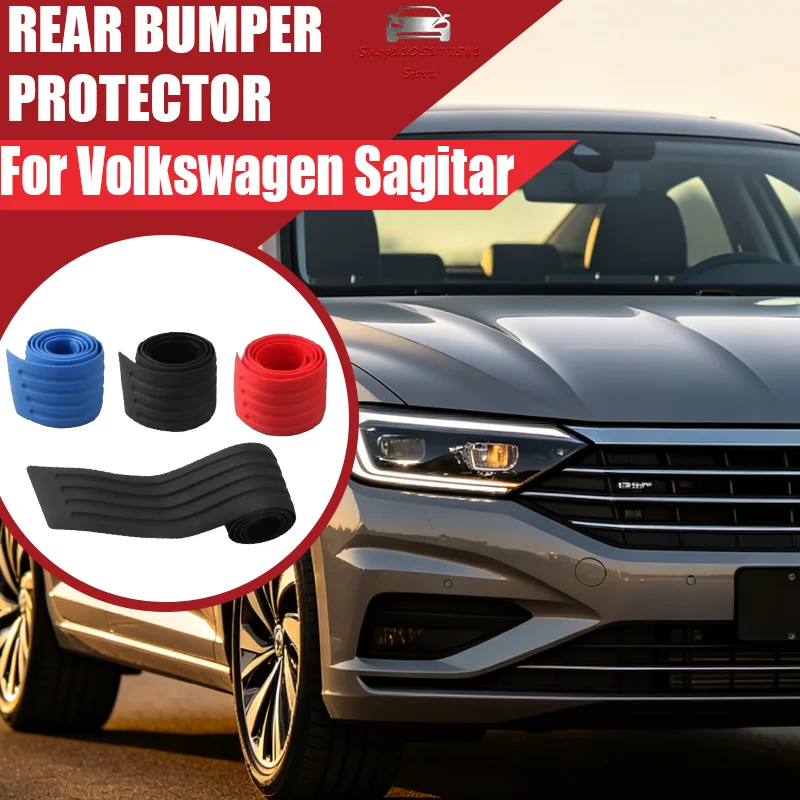 For Volkswagen Sagitar Car Trunk Door Sill Plate Protector Anti-Scratch Rear Bumper Guard Rubber Mouldings Pad Trim