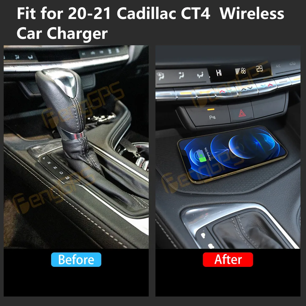 شاحن سيارة لاسلكي مخصص 15 وات وحدة تحكم مركزية لوحة شحن سريعة للهاتف لكاديلاك CT4 2020-2021 ملحقات داخلية