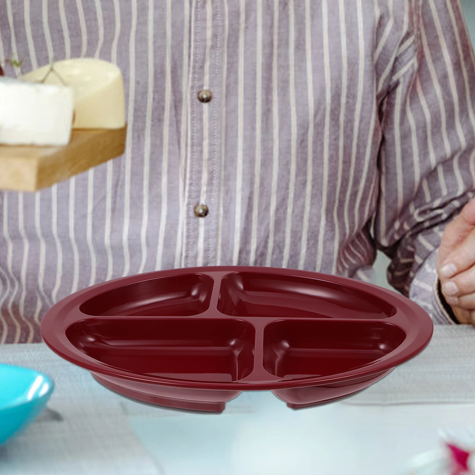 

Elderly Anti slip Divided Plates Separation Design Reusable Multi grids Melamine Adult Diet Portion Control Food Plates