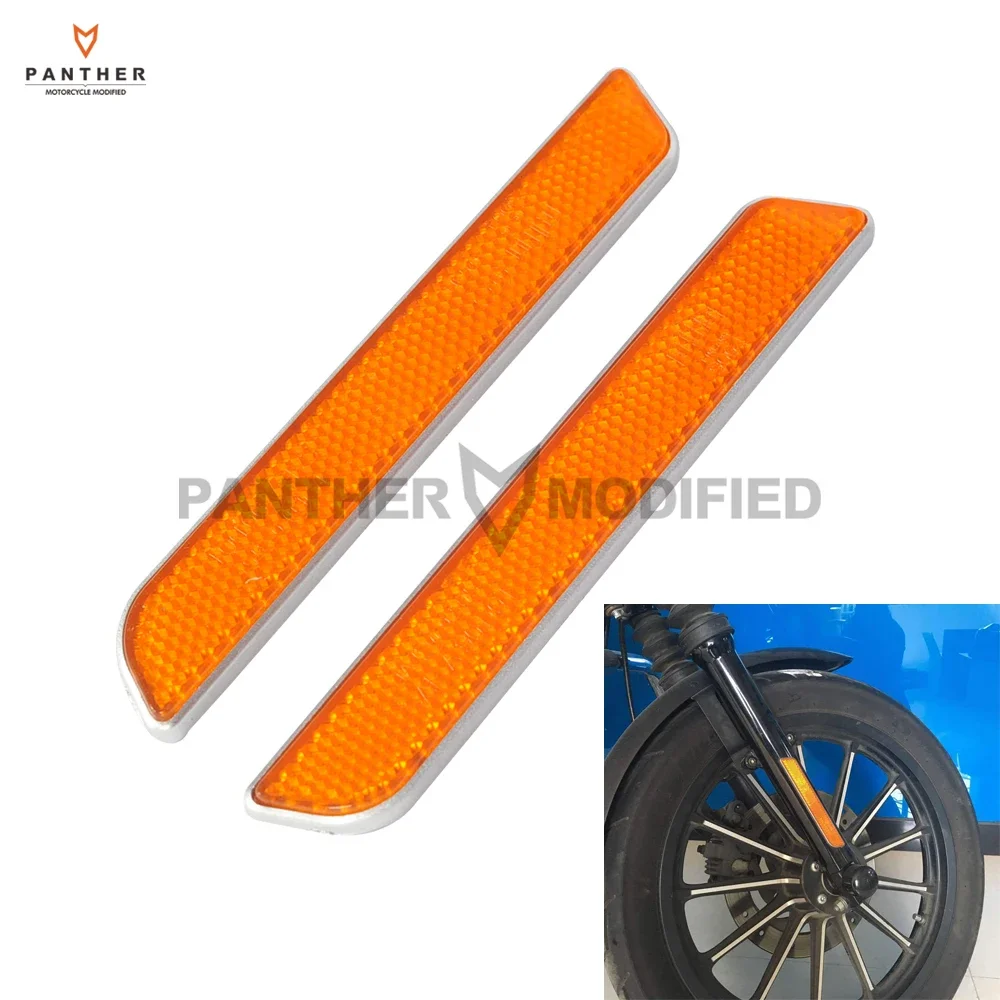 

Orange Motorcycle Front Fork Leg Reflectors Shock Case for Harley Dyna Fatboy Softail Lower Leg Slider