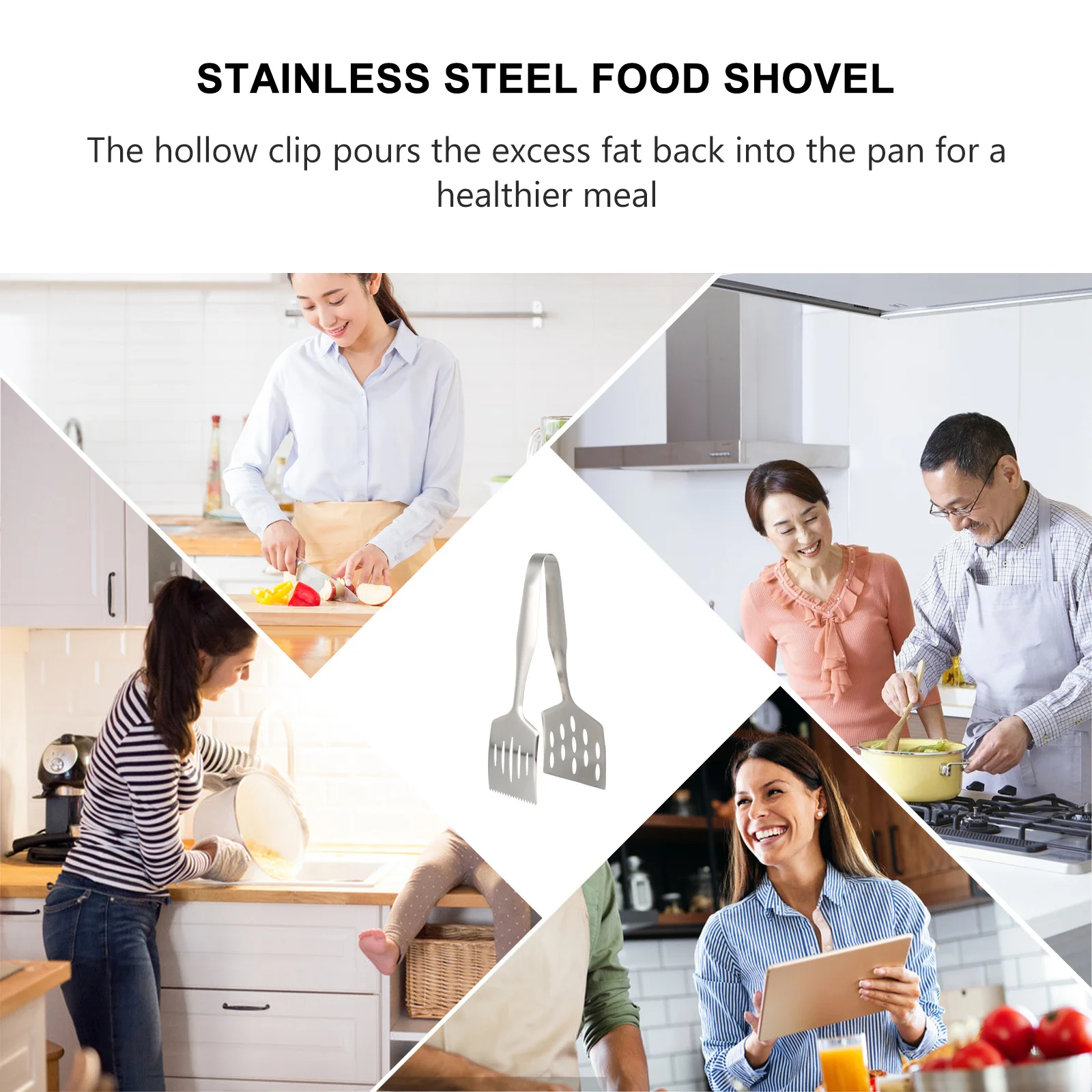 

Stainless Steel Fish Turner Steak Tongs Kitchen Tools For Bbq Grilling Cooking Serving Multi-Function Food Clamp