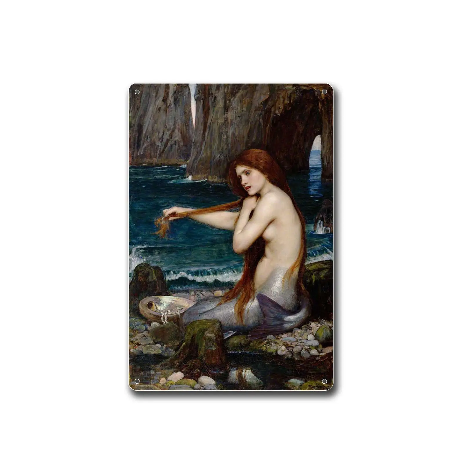 Metal Tin Signs Mermaid Classic Color Wall Art Office Decor Home Art John William Waterhouse Metal Signs 8x12inch Tin Sign