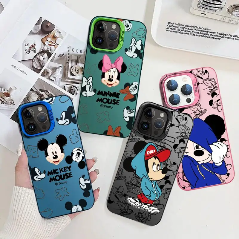 Case For Apple iPhone 15 11 13 14 Pro Max 12 15 Plus 11Pro High-Level Matte Phone Cover Cartoon Anime Mickey Mouse Minnie