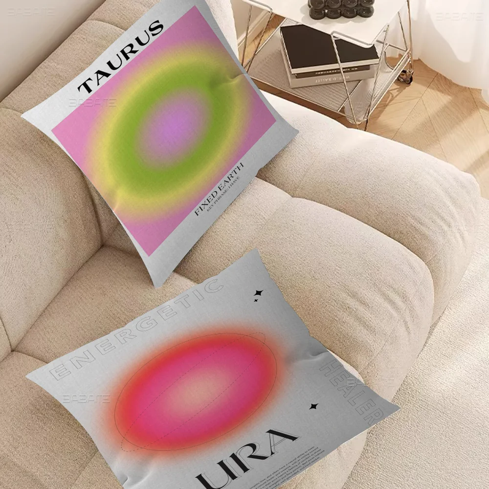 

Gradient Aura Pillowcase Toon Gift Cushion Cover Bedroom Home Sofa Chair Seat Decor Pillow Case