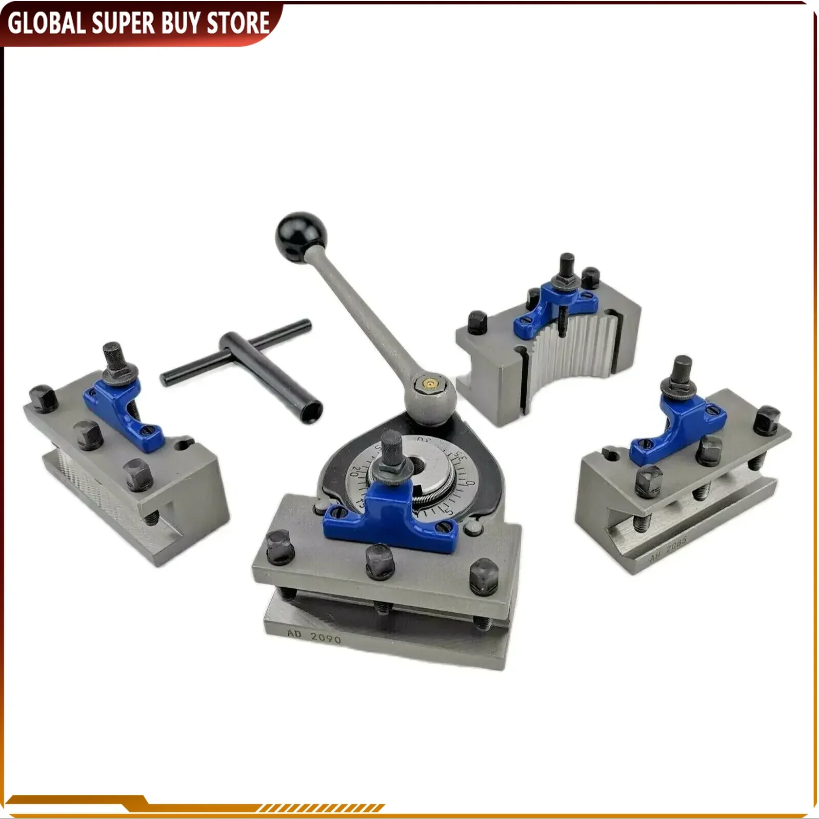 

A Type Quick Change Tool Post Set Dia 6-11.8 Inch Lathe Swing Turret Kits Include 1pcs Tool Post+4pcs Tool Holders TOOA1