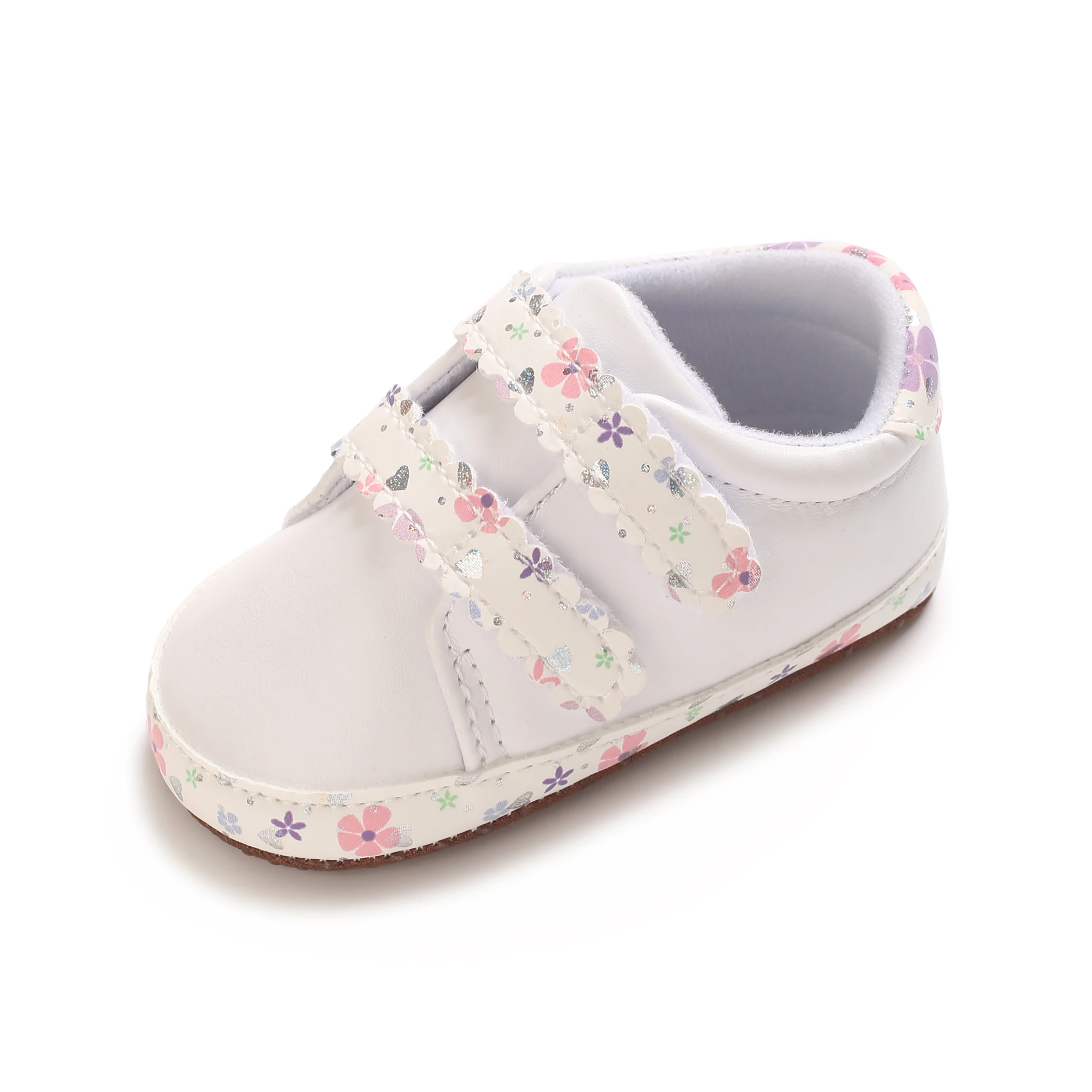 Niedliche Baby-Sneaker mit Blumendekor, weiche rutschfeste Sohle, Lauflernschuhe für Kleinkinder, doppeltes Klettverschlussband, atmungsaktiv, niedliche Babyschuhe für das Kinderbett. – Detail 8