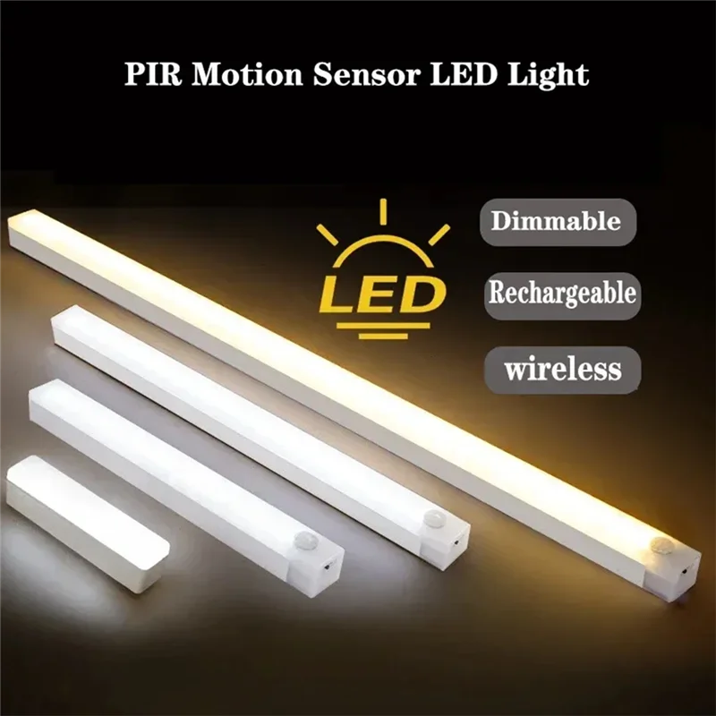 

AB66-LED Strip Light Rechargeable Motion Sensor Night Light Portable Sensor Cabinet Light Kitchen Stair Lighting