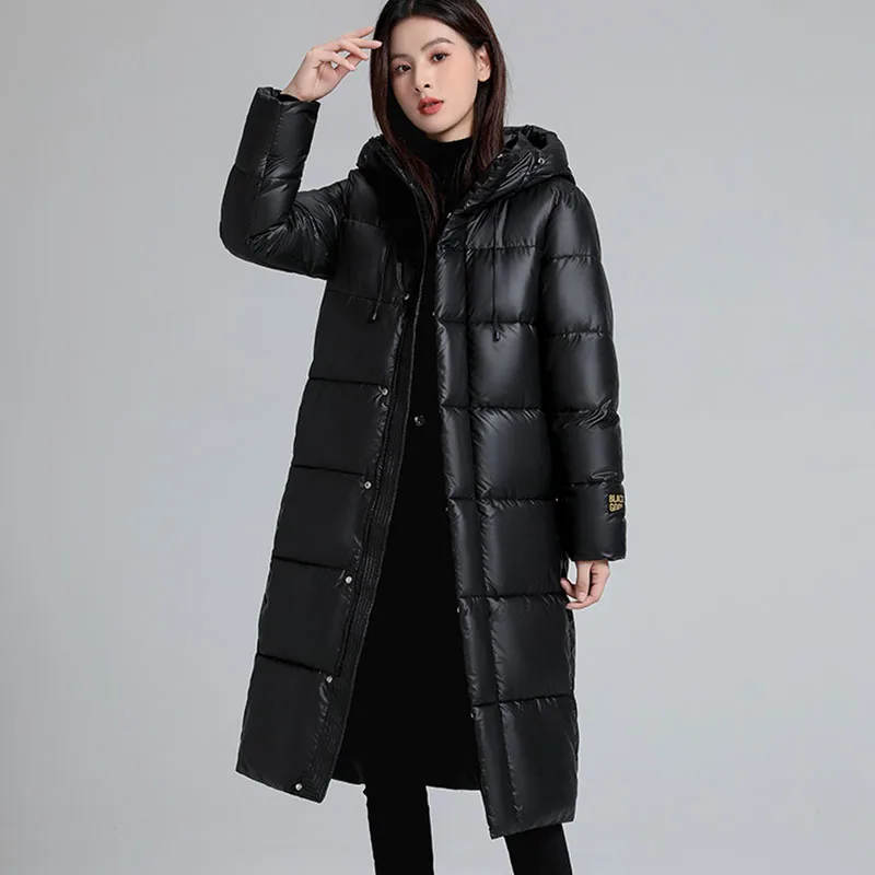 black Down Coats For Women Warm top New Winter Thick Long Puffer Jacket Portable Unisex Hooded cotton Parka Female Outerwear 5XL