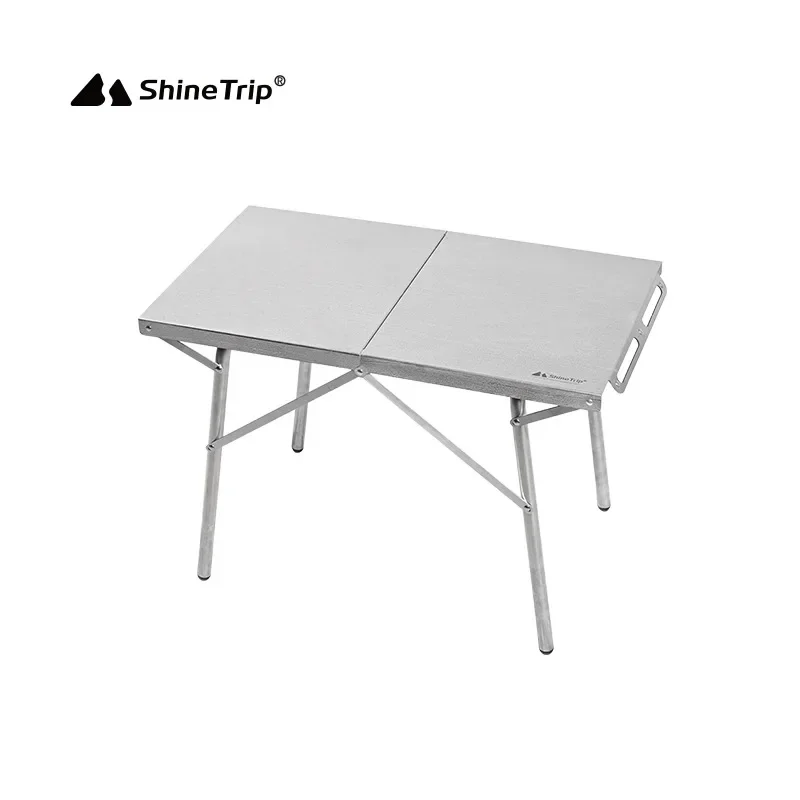 ShineTrip Outdoor Camping Folding Table Portable Stainless Steel Picnic Table Camping Leisure Barbecue Heat Resistant Table