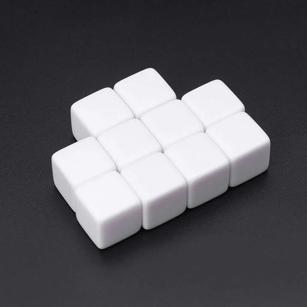 10pcs/pack New Acrylic 16mm White Blank Dice Teaching Props Game Accessories Mathematical Tools Square Corner