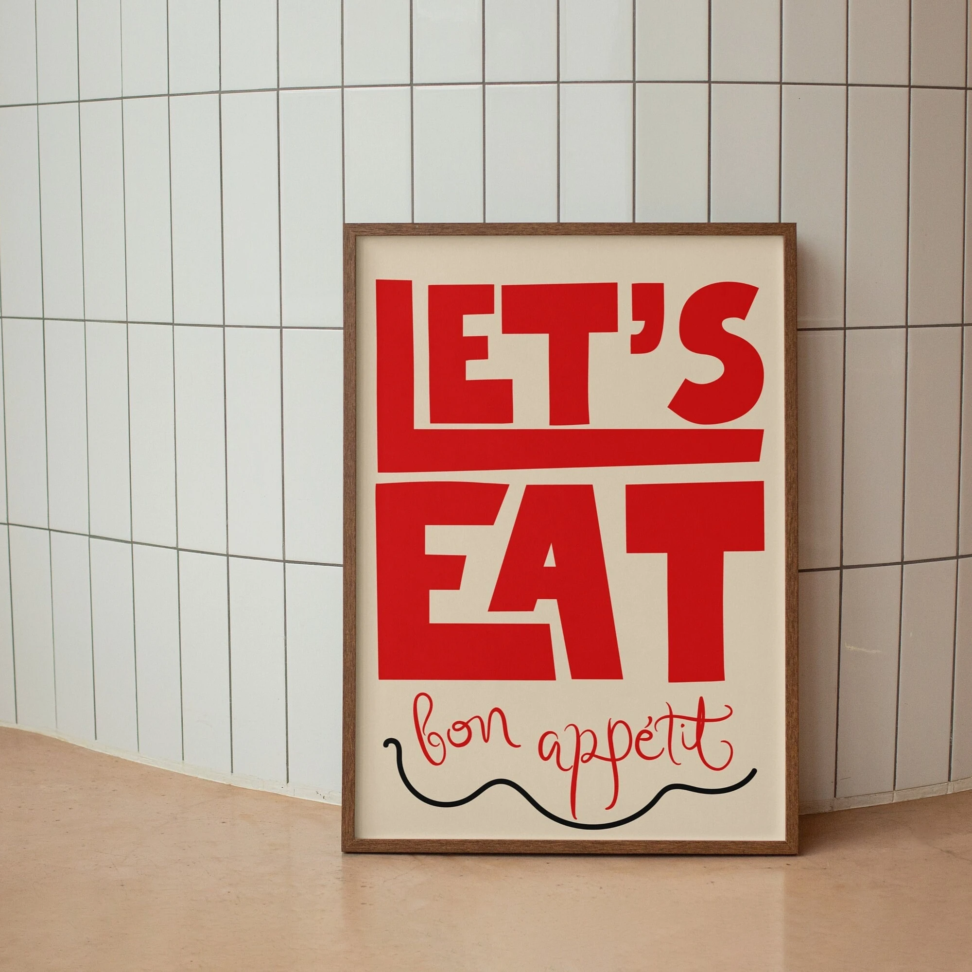 Let's Eat Delicious Quotes Kitchen Canvas Print Fashionable Italian Food Wall Art Posters for Modern Living Room Home Decor Gift