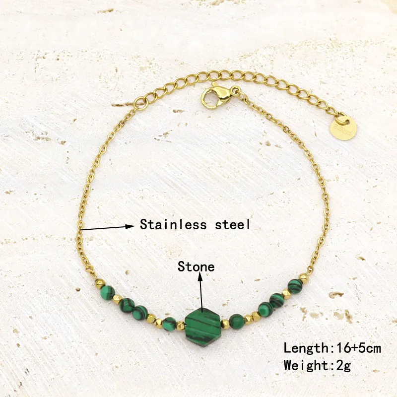Natural Stone Pearl Bead String Handmade Pendant Bracelet For Women Stainless Steel Gold Plated Chain Bracelet Female Jewelry