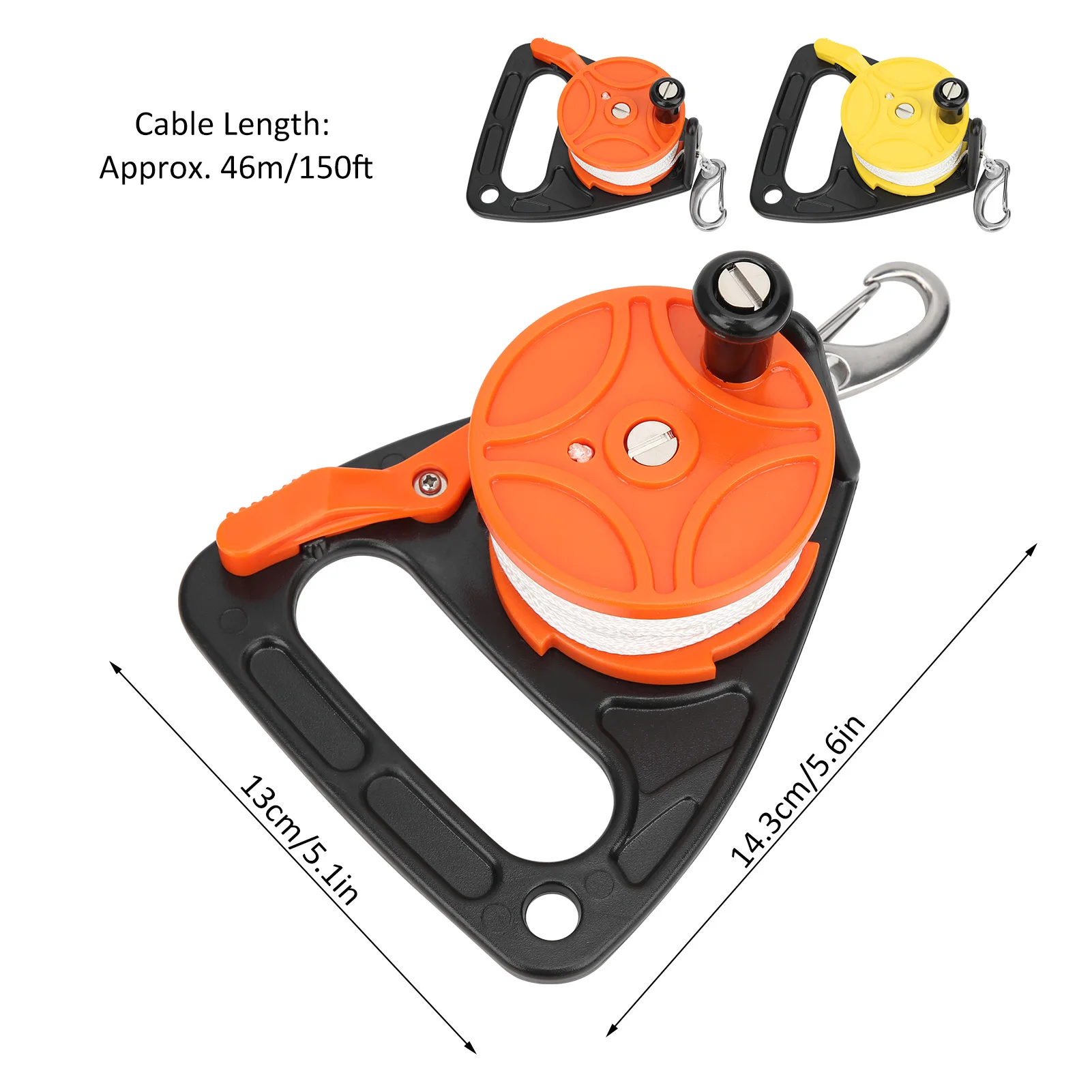 بكرة الغوص مع مقبض عجلة خط الغوص 150ft معدات غطس بكرة خط الغوص مع مقبض بطاقة موقف مزيج حبل PP #5