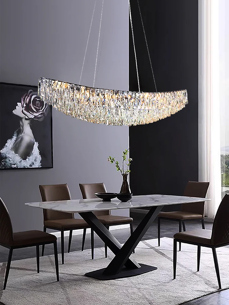Crystal Boat Chandelier Chrome Golden Modern Hanging Lamps For Ceiling Home Decor Restaurant Italy Lights For Dining Table