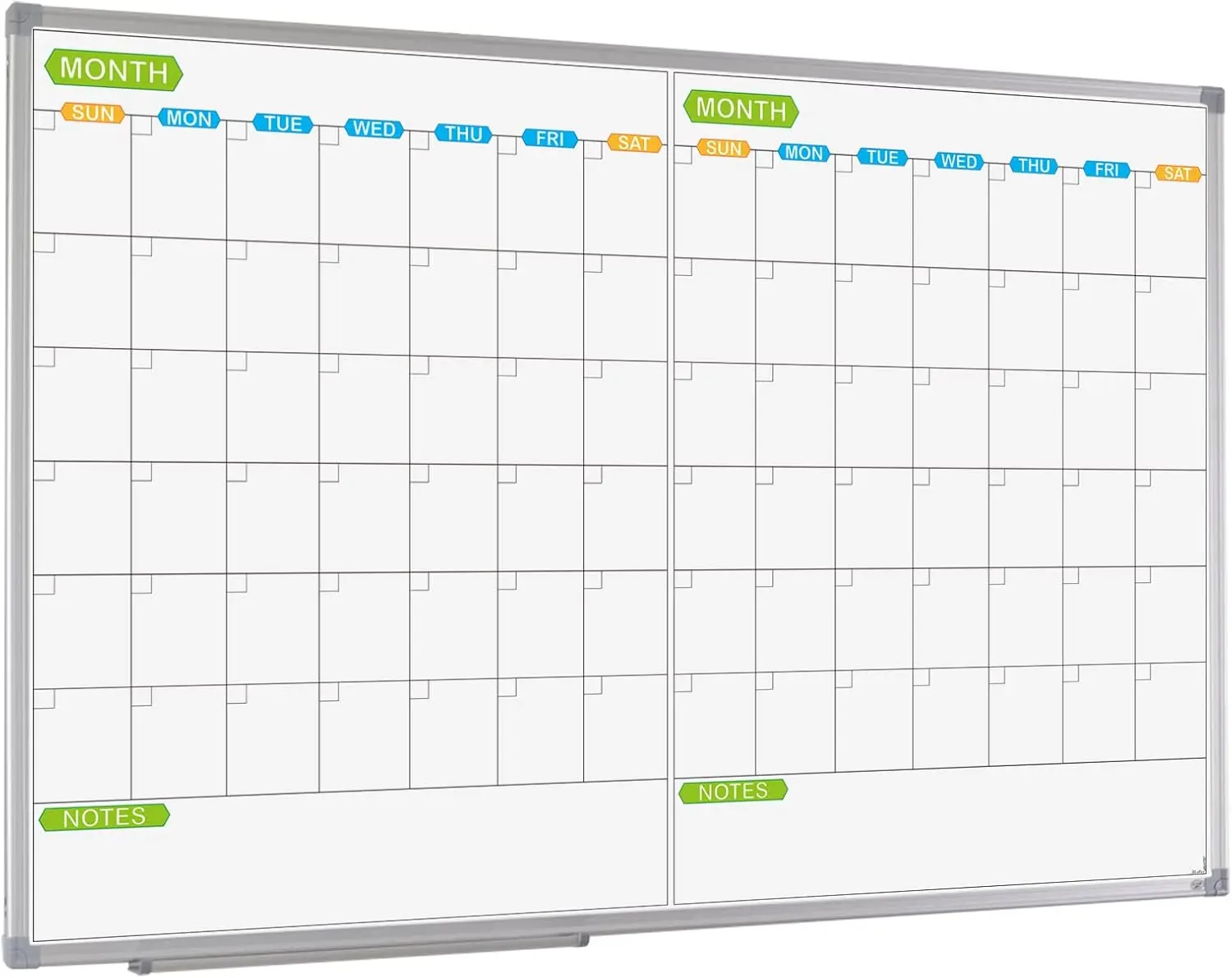 

Magnetic Dry Erase Calendar Whiteboard, 2 Month Planner 36x24 Inch with Silver Frame for Office Home School