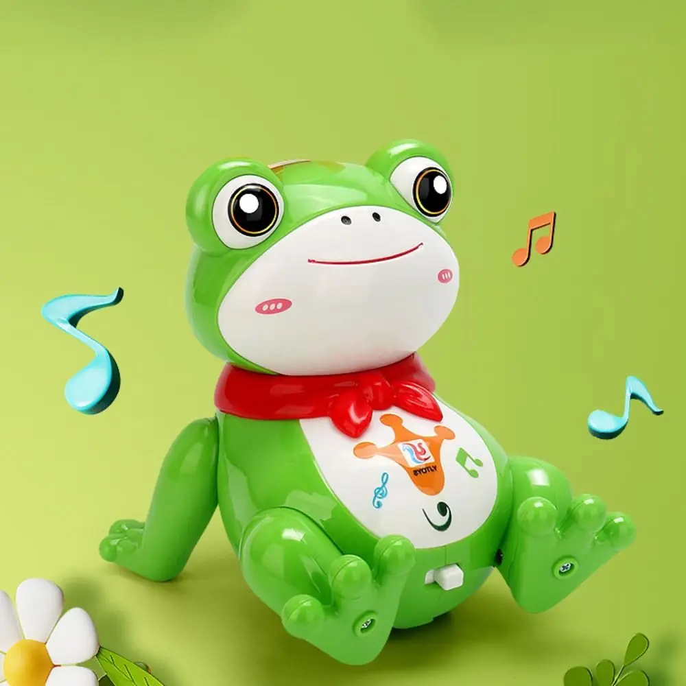 LED électrique danse grenouille en plastique musique filature balle grenouille jouet artisanat décor mobile enfants électrique grenouille jouet cadeau d'anniversaire