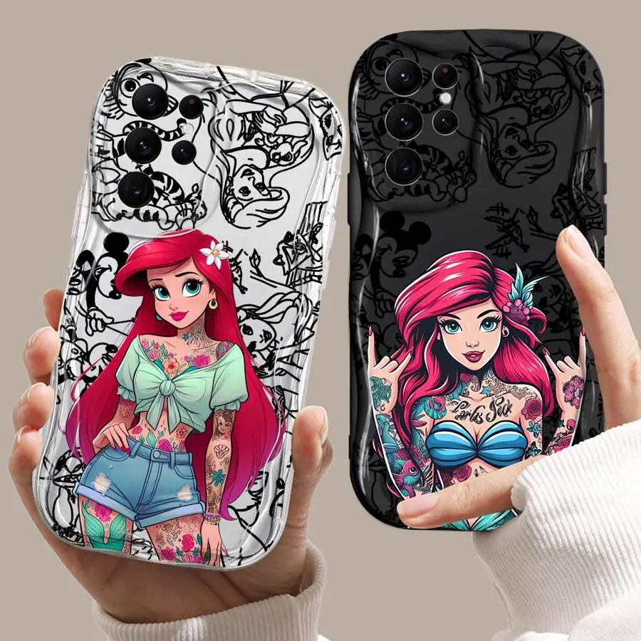 Coque souple pour Samsung Galaxy S23 + S21 S24 Plus S22 S25 Ultra S24 + S23 FE S20, tatouage Disney princesse Ariel