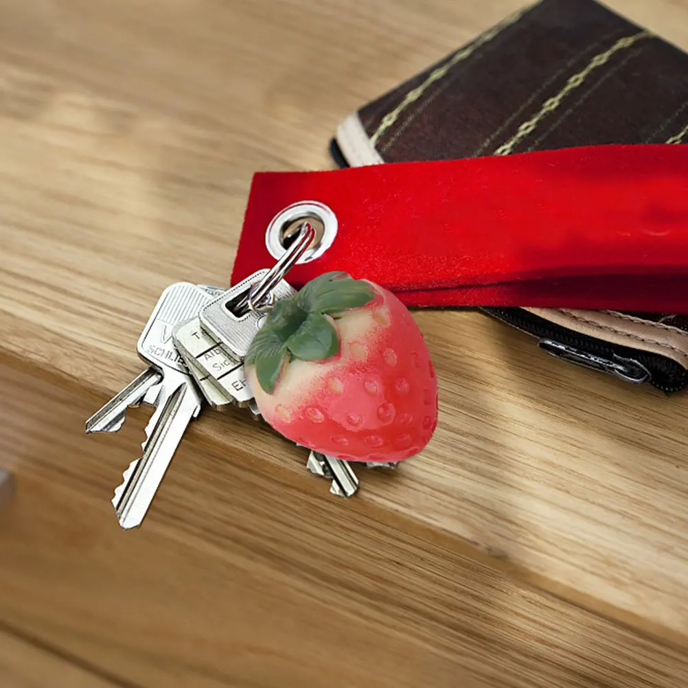 

10 Pcs Strawberry Keychain Mini Charms Beads 3D Pendant Fake Decor Fruit Accessories Bag Ornament Hanging