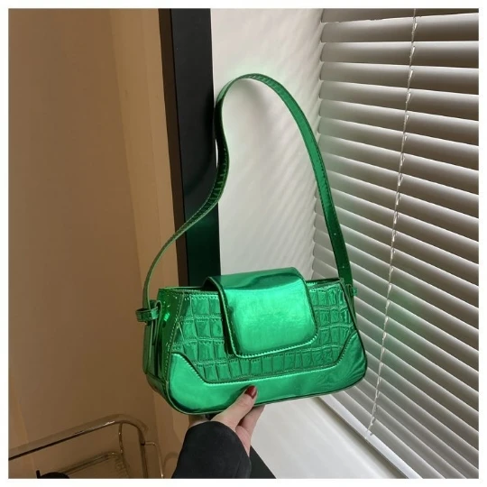 Green 2023 New Girl Woman Messenger Trend Chain Shoulder Bags PU PVC Leather Women Lady Shining Handbag Purses MINI Small Bag