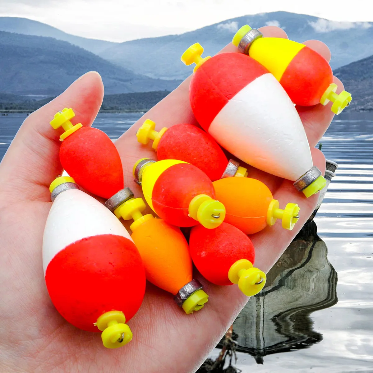 Angeln Bobbers Schwimmer Set Schaumstoff Snap on Float Gewichtete Bobbers Angeln Push Button Snap-on Bobbers Frühling Oval Sortiment – Detail 5