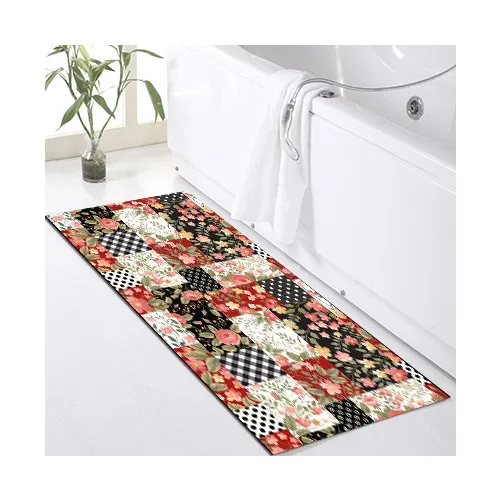 Else Kadser Floral Patchwork Pattern Shower Bathtub Fronting Bath Mat