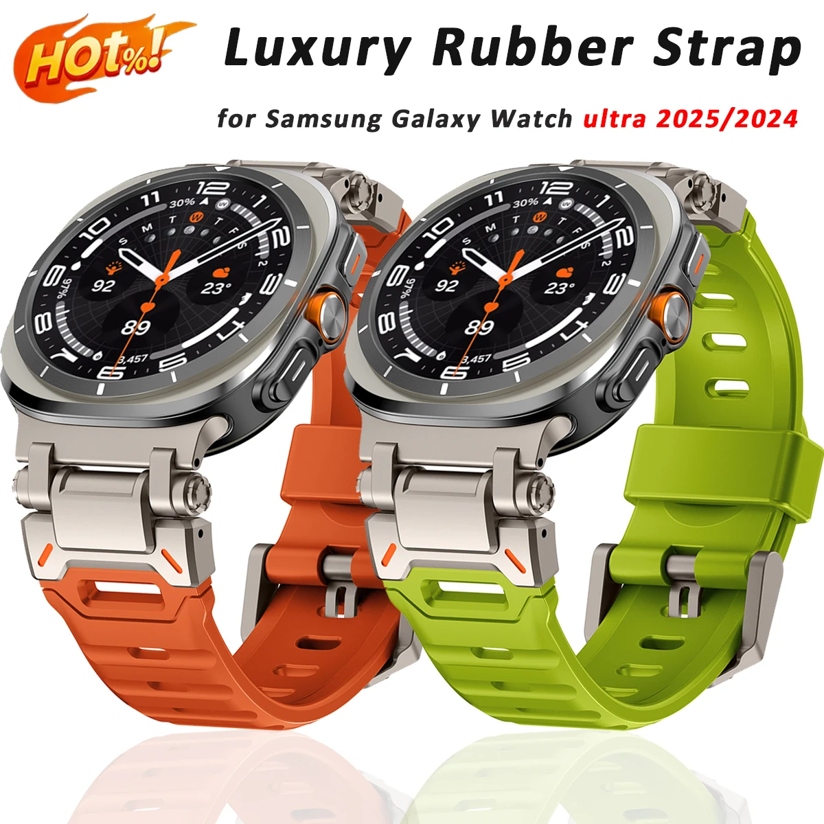 

Спортивный ремешок для Samsung Galaxy Watch Ultra 2025 47 мм, роскошный резиновый браслет без зазоров для Galaxy Watch 7 Ultra 47 мм