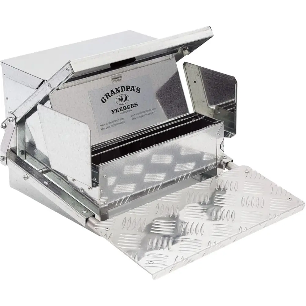 

Grandpas eeders Automatic - 40 lbs No Waste Poultry eeder, Rat Proo & Rodent Proo Treadle , Galvanized Steel with Lid, eeds 6-12