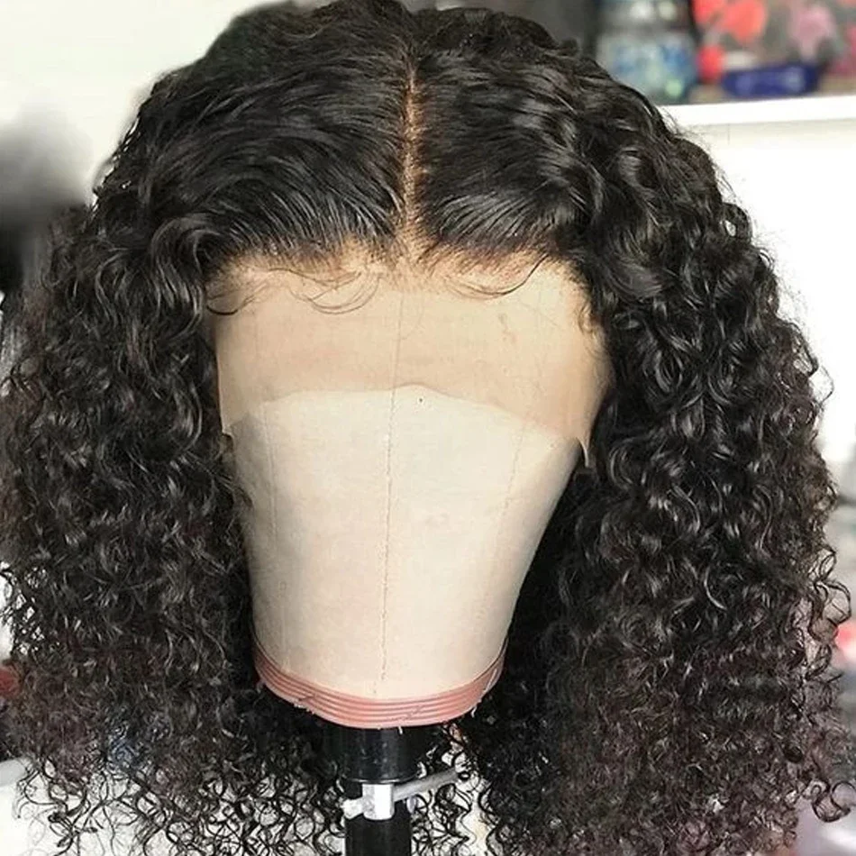 Indian Human Hair Jerry Curly Wig 300% Density Virgin Hair Wig Natural Color Kinky Curly 5x5 Transparent Lace Wig For Women