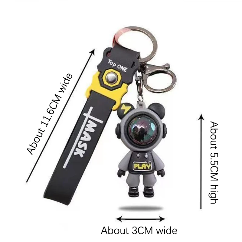 Cute Cartoon Astronauts Bear Keyring Delicate Simple Couple Dolls Pendant Creative Backpack Decoration Accessories Gifts