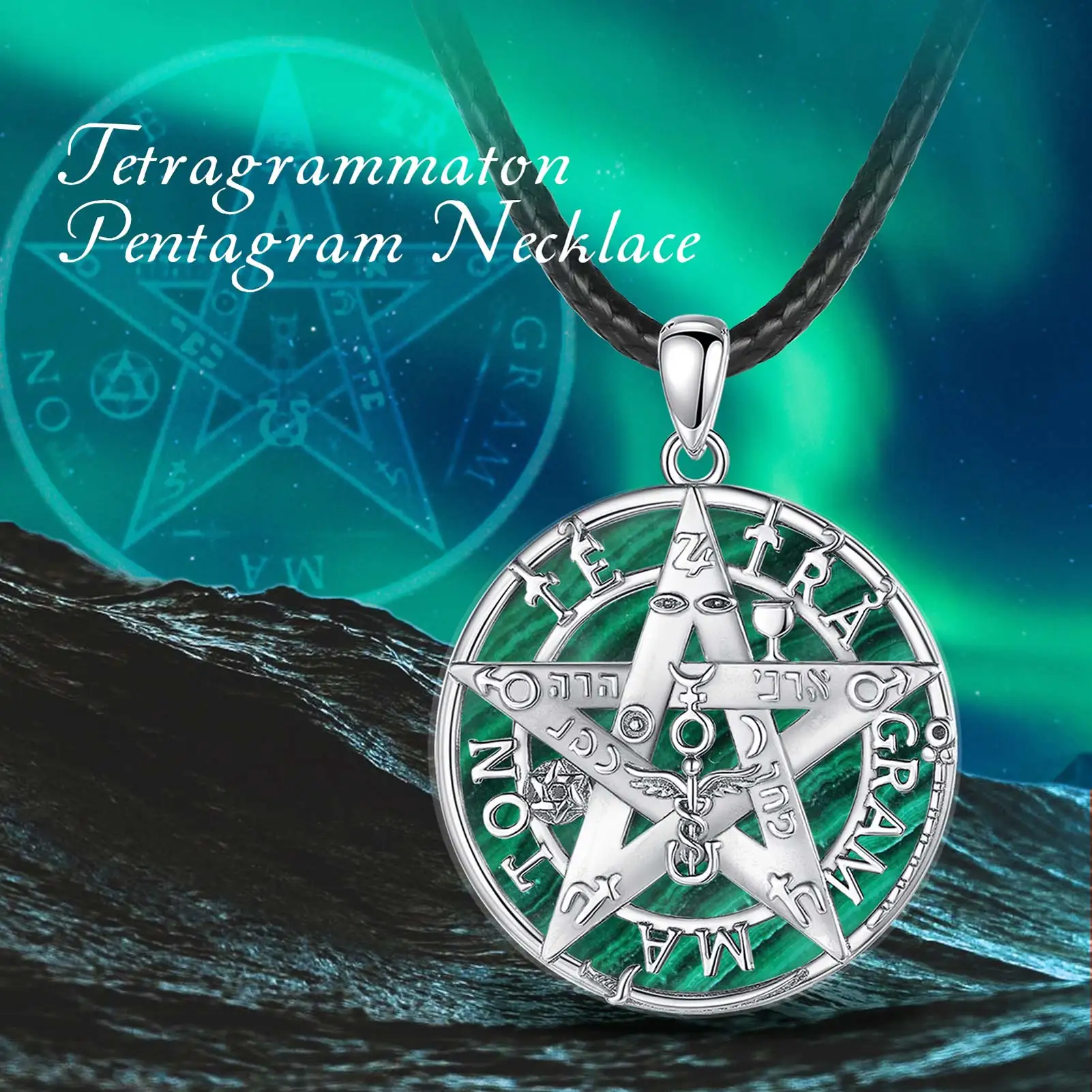 Eudora 925 Sterling Silver Tetragrammaton pentagramma collana colore Shell Malachite amuleto ciondolo 4 colori uomo donna gioielli regalo