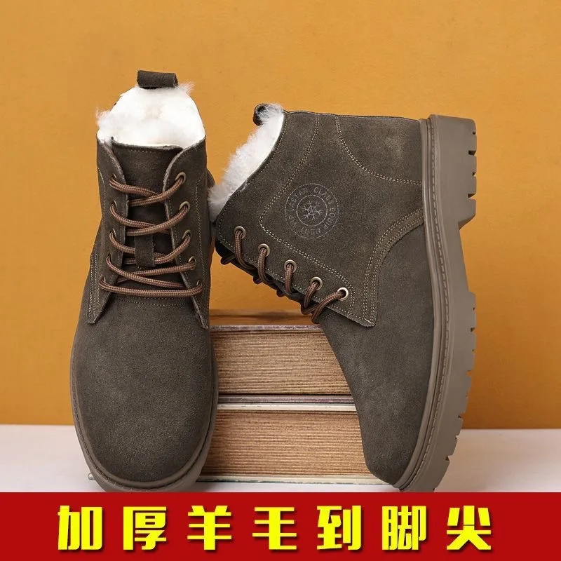 

Cow suede men boots Winter cotton shoes Big size shering booties