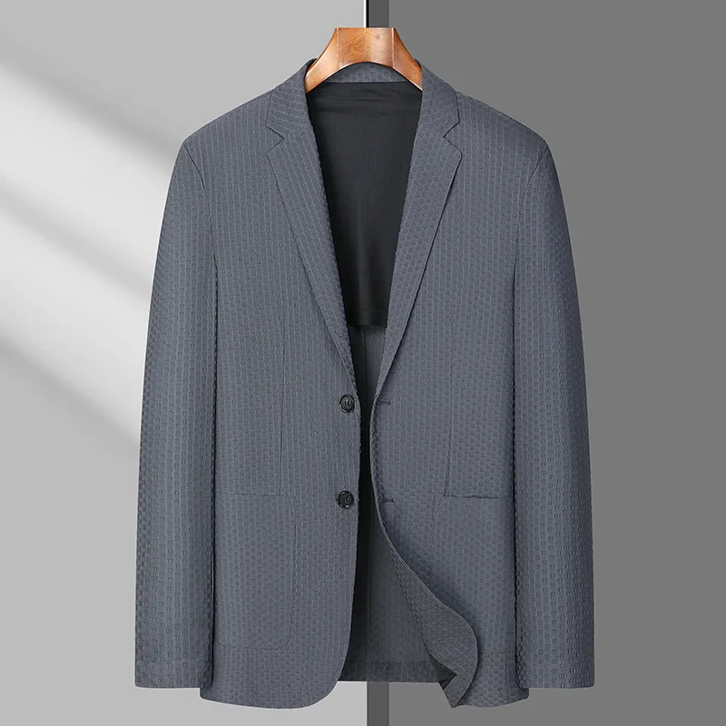 summer And Spring thin men's ice silk high stretch suit plus size casual breathable cool feeling suit big size men blazer 7xl8XL