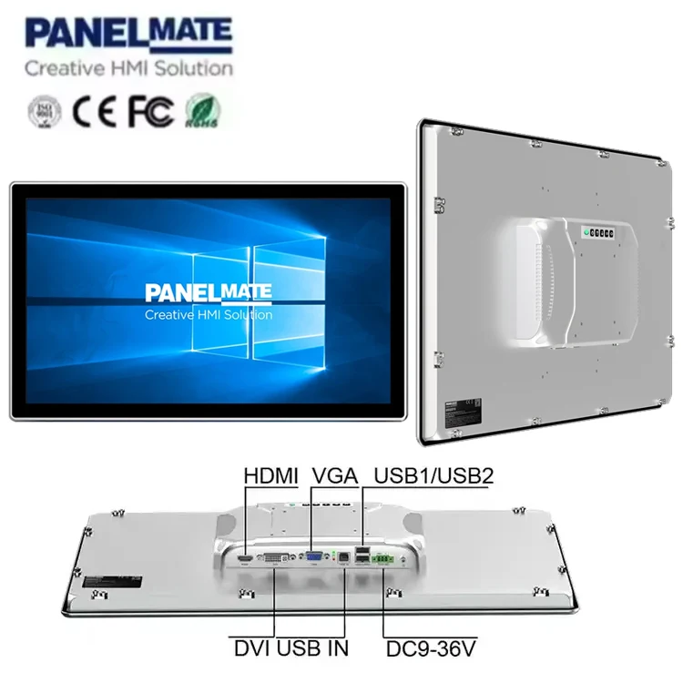 27 Inch Industrial Capacitive Touch Screen Lcd Monitor VGA HD-MI DVI hmi with buttons IP65 Waterproof Industrial Display