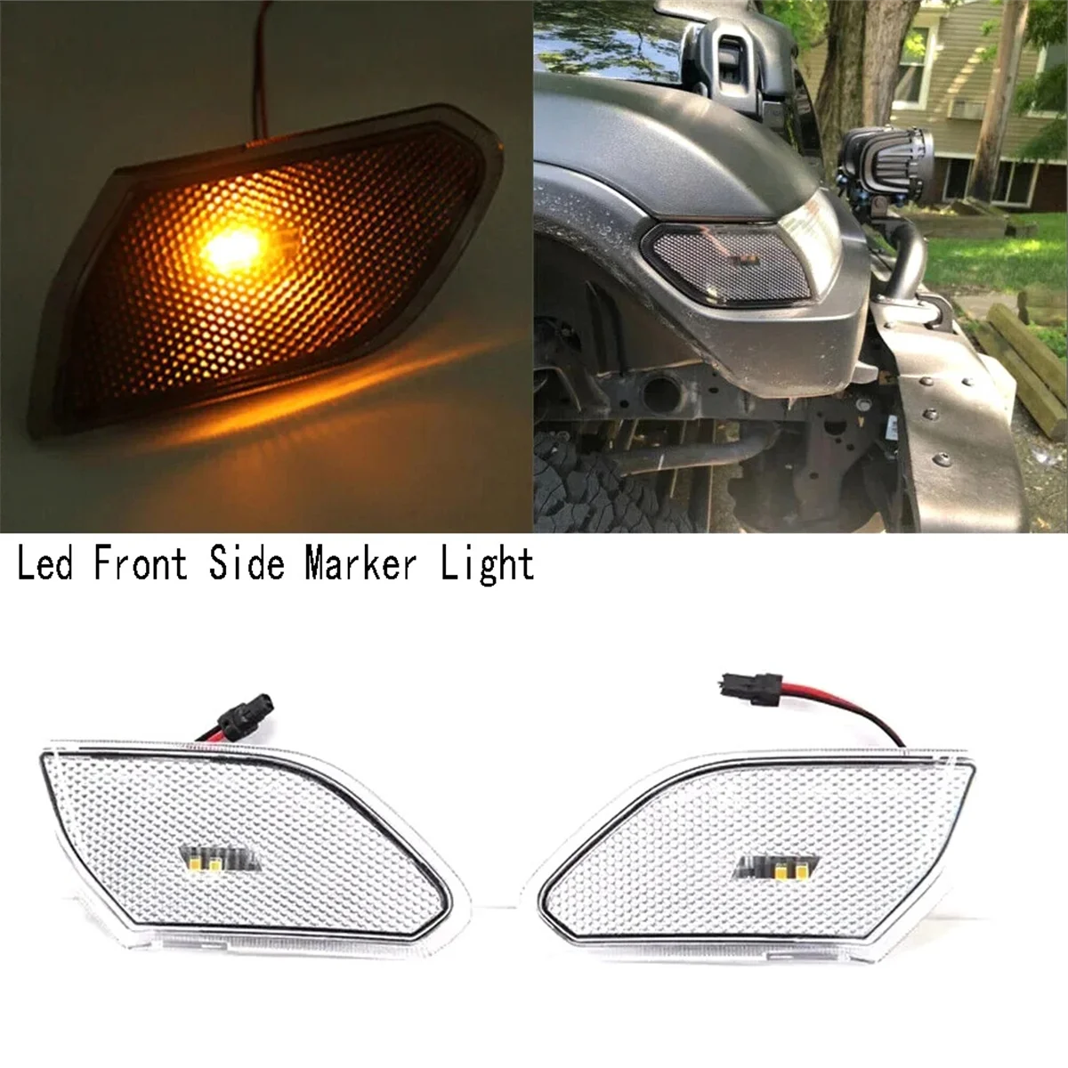 Transparent Led Front Side Marker Light Turn Signal Lamp Round Eyebrow Side Lamp for Jeep Wrangler JL 2018+