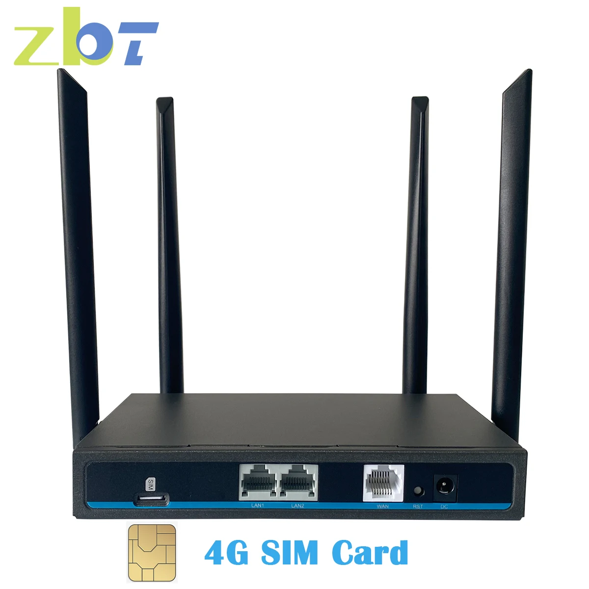 ZBT 4G WiFi Router with SIM Card SIMCOM7600CE Modem 300Mbps Long Range 2*LAN WAN 2.4G 4GHZ Antenna Wi-fi Wireless Lte Roteador