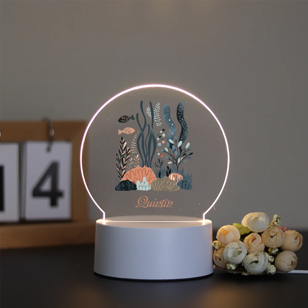 

1 pc Sea World Creatures UV Print Personalized Name Acrylic Night Lights Color Changing Lamp For Living Room Kids Room