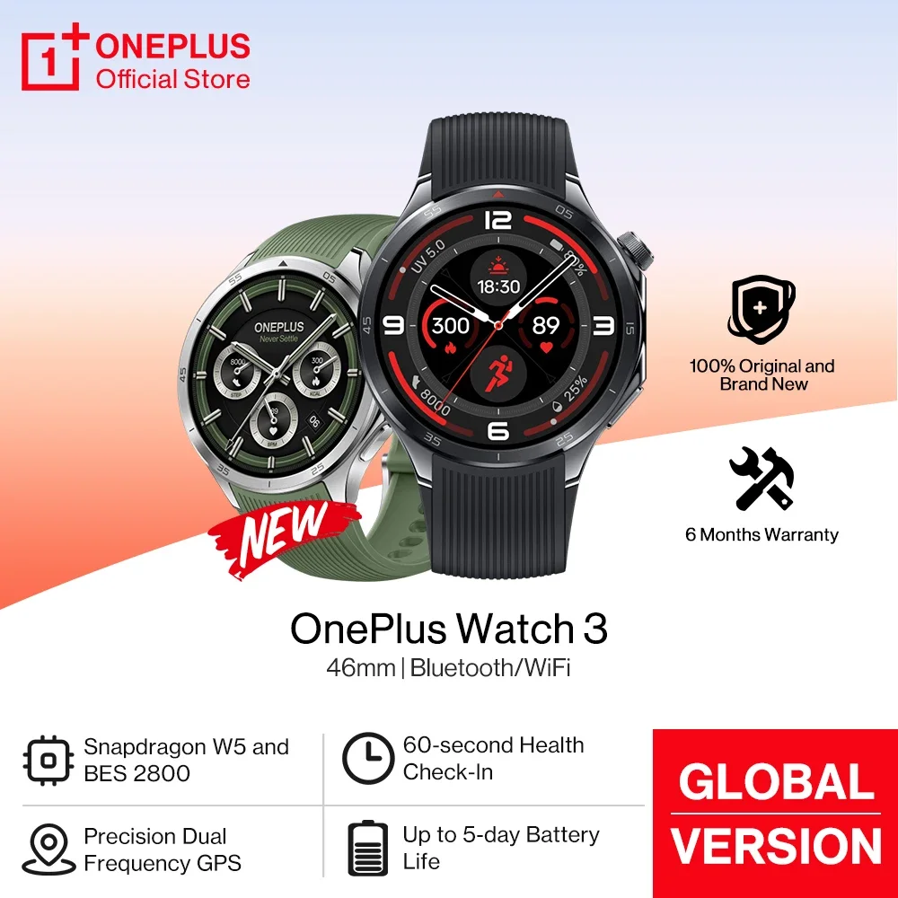 2025 OnePlus Watch 3 الإصدار العالمي ساعة ذكية 1.5 AMOLED 32GB Snapdragon W5 Wear OS بواسطة Google Snapdragon W5 IP68 #1