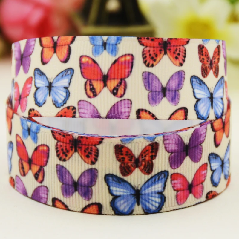 22mm 25mm 38mm 75mm butterfly cartoon printed Grosgrain Ribbon party decoration 10 Yards satin ribbons