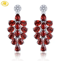 Natural Red Garnet Sterling Silver Earring 4.8 Carats Genuine Gemstone Romantic Exquisite Style Wedding Engagement Fine Jewelrys