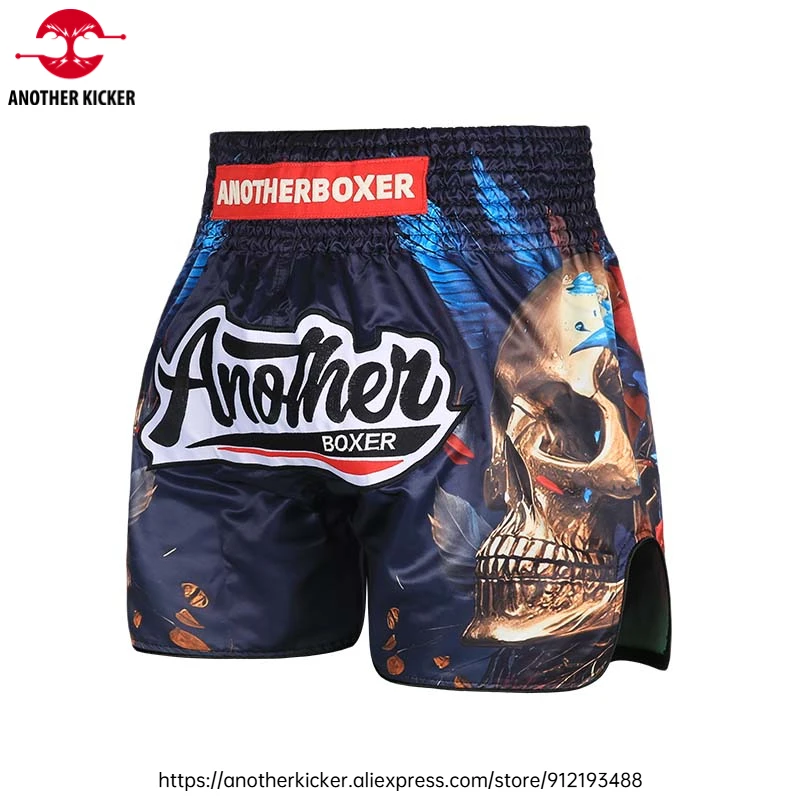 Thai Boxing Pants Skull Skeleton Muay Thai Shorts Men Women Youth BJJ MMA Training Shorts Gym Fitness Workout Kickboxing Trunks