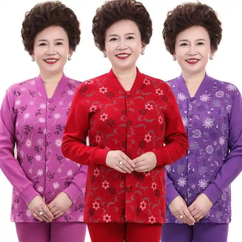 

Pure Cotton Thermal Underwear Set for Women Autumn Pants Cardigan Large Size Home Clothes Warmth Comfortable Breathable