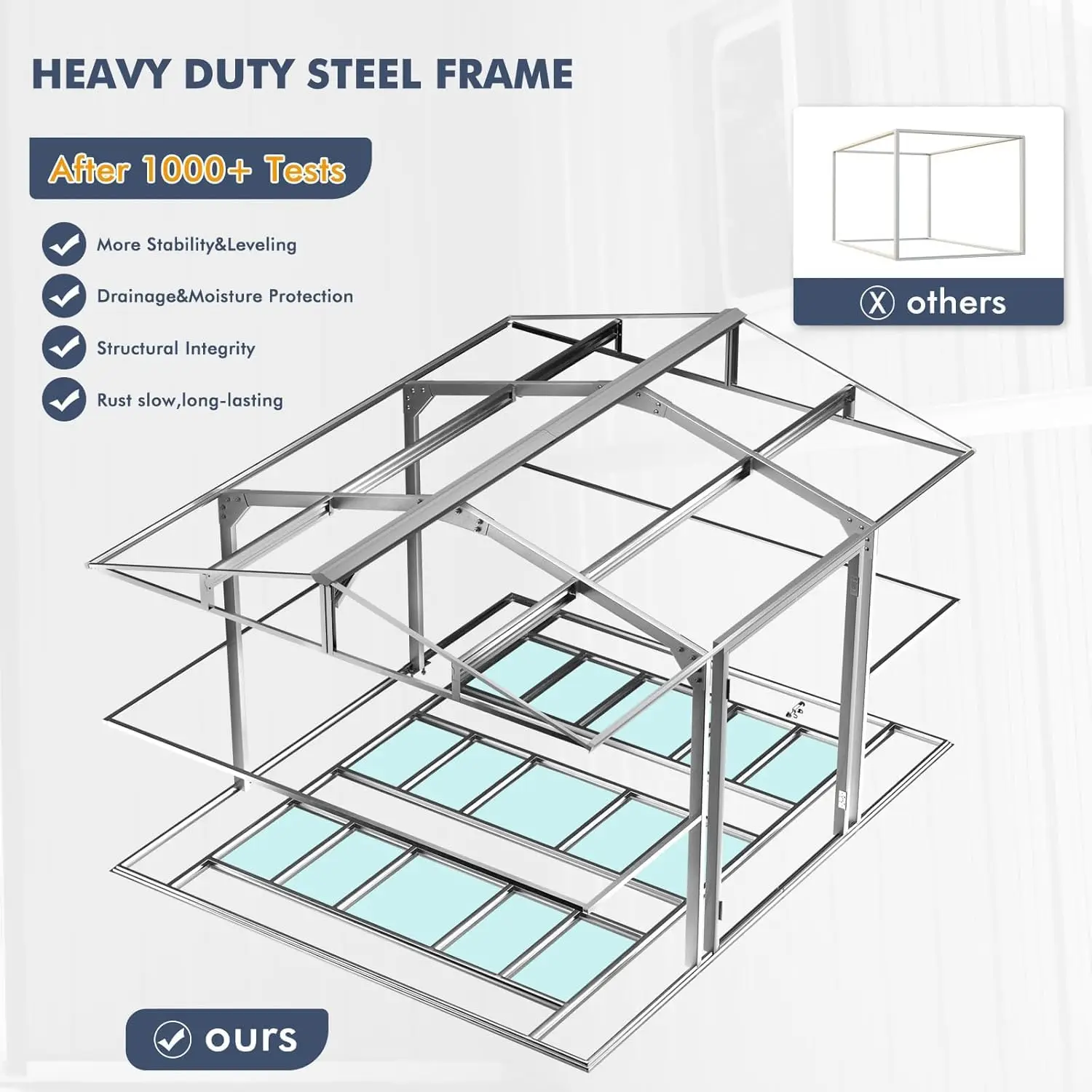 12x10 FT Metal Storage Shed with Base Sunroof Window Lockable Door Vent Heavy Duty Frame Outdoor Waterproof Garden Tool Shed