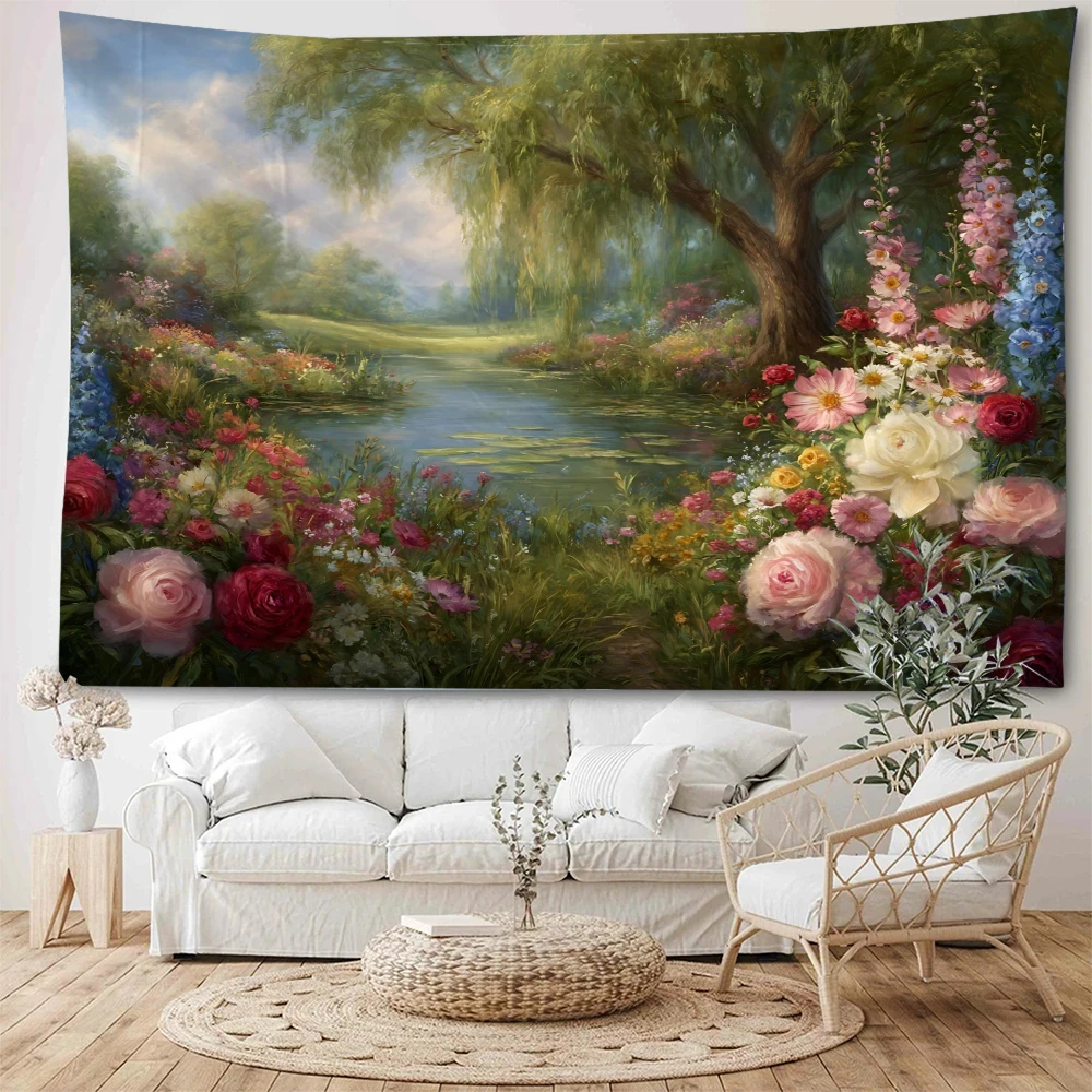 

Dreamy Valley Beautiful Flower Landscape Decorative Tapestry Dreamy Forest Beautiful Flower Background Decorative Tapestry