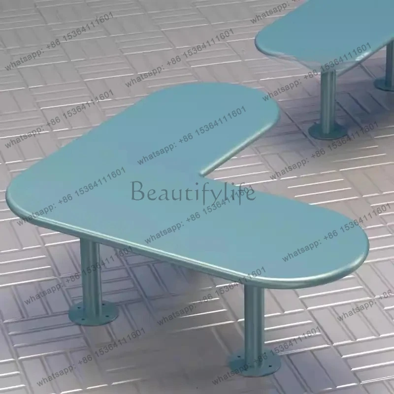 

Milk tea shop cafe casual table and chair combination semi-circular arc long stool