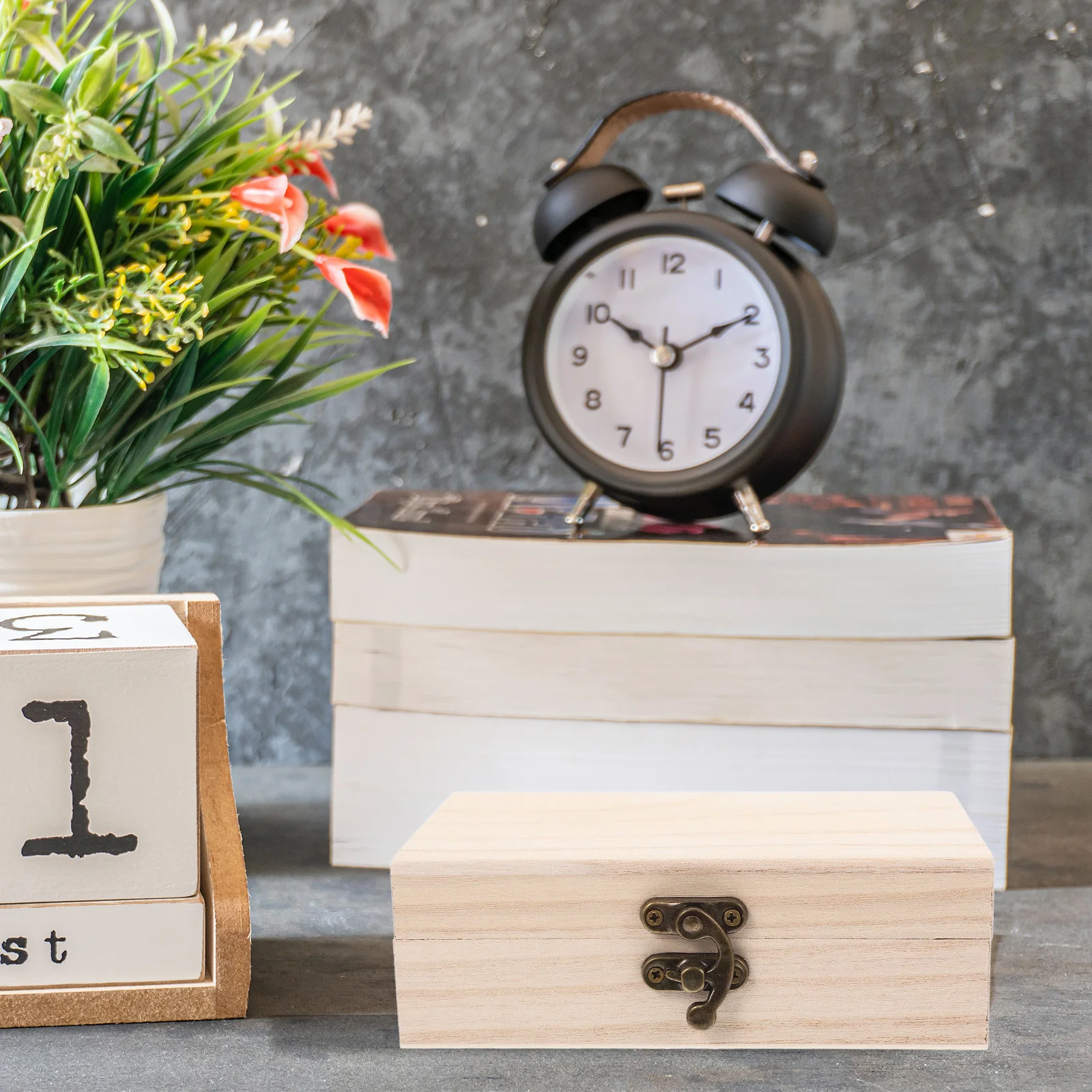 

Rectangular Wood Box Lock Unfinished Craft Storage Organizer for Jewelry Keepsakes DIY Paintable Wooden Storage Box Hinged Lid